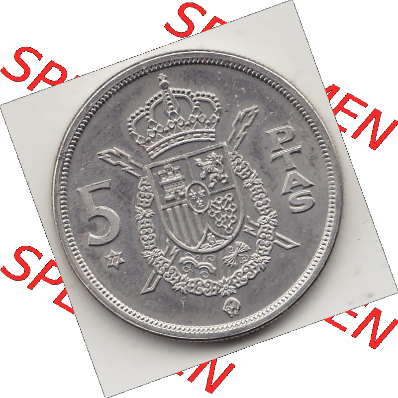 Münze Spanien / España Umlaufmünzen Sammlung in PNG 1975-1980, 5 PTAS Peseten, 1977-1 (2) - Digitales Münzen-Bildmaterial einer spanischen Münze aus... Sammlung