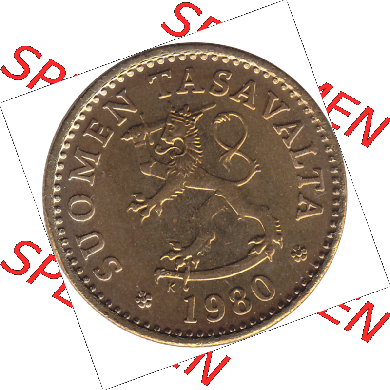 Münze Finnland / SUOMI Umlaufmünzen Sammlung in PNG 1963-1982, 10 Penny Zehn Penniä 1980-01, SUOMEN TASAVALTA (5) - Digital Münzen-Bildmaterial einer Münze... Sammlung