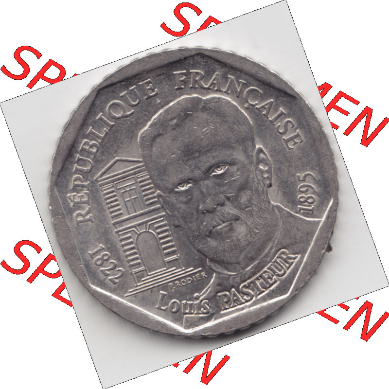 Münze Frankreich Umlaufmünzen Sammlung in PNG 1995-1995, 2 France Louis Rasteur (2) - Digitales Münzen-Bildmaterial einer französischen Francs Münze aus Frankreich... Sammlung