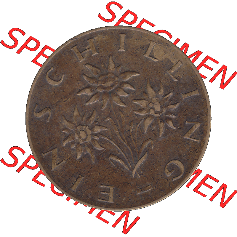 Alte Münzen Österreich 1 / Ein Schilling 1959-2001, 1 Schilling 1960-02. Rückseite der alten 1 / Ein Schilling Münze Edelweiß aus dem Zeitraum 1959-2001,... Sammlung