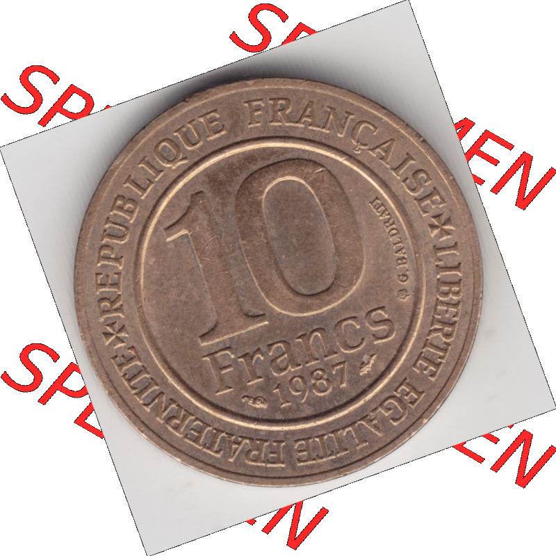 Münze Frankreich Umlaufmünzen Sammlung in PNG 1987-1987, 10 Francs 1000 Jahre König Hugo Capet erster König von Frankreich (1) - Digitales Münzen-Bildmaterial einer... Sammlung