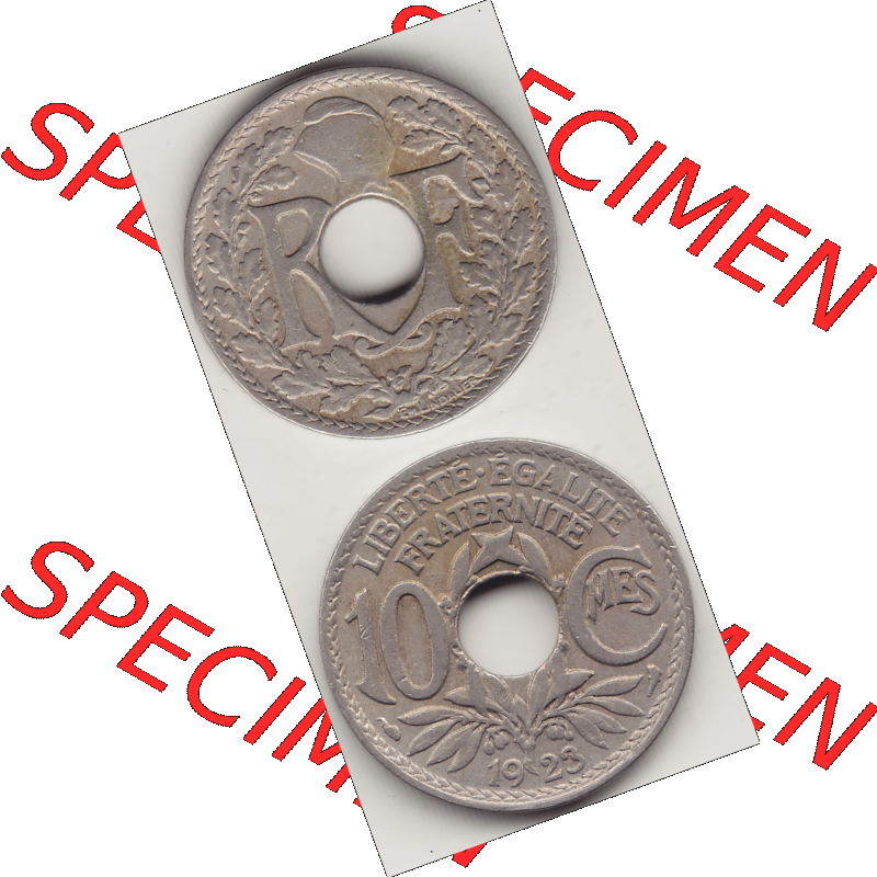 Münze Frankreich Umlaufmünzen Sammlung in PNG 1917-1938, 10 Centimes - Cmes 1923 (4) - Digitales Münzen-Bildmaterial einer französischen Francs Münze aus Frankreich... Sammlung