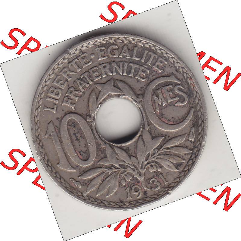 Münze Frankreich Umlaufmünzen Sammlung in PNG 1917-1938, 10 Centimes, RF - Frankreich 10 CMES EGALITÉ FRATERNITÉ LIBERTÉ 1931-1 (2) - Digitales Münzen-Bildmaterial... Sammlung