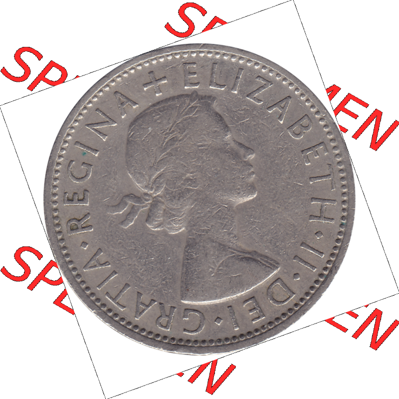 Münzen Großbritannien Umlaufmünzen Sammlung in PNG Großbritannien 1954-1970, 2 Schilling-Florin, Two Shillings, 1960-01 ELIZABETH II DEI GRATIA REGINA (5)... Sammlung