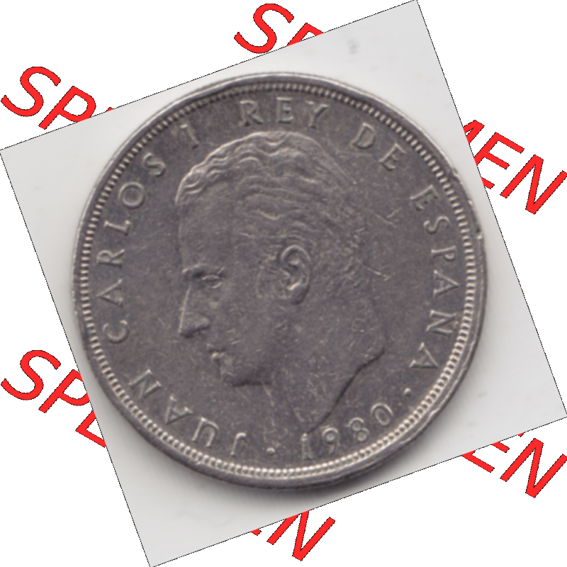 Münze Spanien / España Umlaufmünzen Sammlung in PNG 1980-1980, 5 Peseten (2) - Digitales Münzen-Bildmaterial einer spanischen Münze aus Spanien in farbige... Sammlung