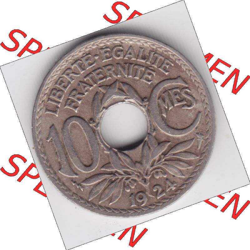 Münze Frankreich Umlaufmünzen Sammlung in PNG 1917-1938, 10 Centimes, Cent 1924 (1) - Digitales Münzen-Bildmaterial einer französischen Francs Münze aus Frankreich... Sammlung
