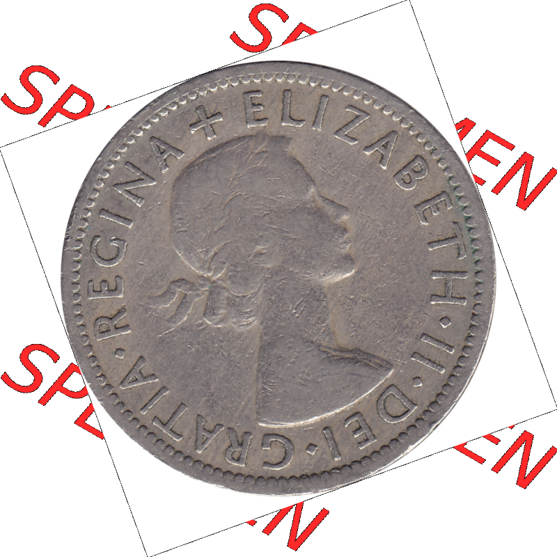 Münzen Großbritannien Umlaufmünzen Sammlung in PNG Großbritannien 1954-1970, 2 Schilling-Florin, Two Shillings, 1956-01 ELIZABETH II DEI GRATIA REGINA (5)... Sammlung
