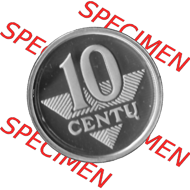 Alte Münze Litauen Kursmünzensatz 1997-2014, 10 Centu 2003-01 Graustufen. Rückseite mit Motiv der Münze in Graustufen der KMS-Münze von 2003 auf einen digitalen PNG-Bild... Sammlung