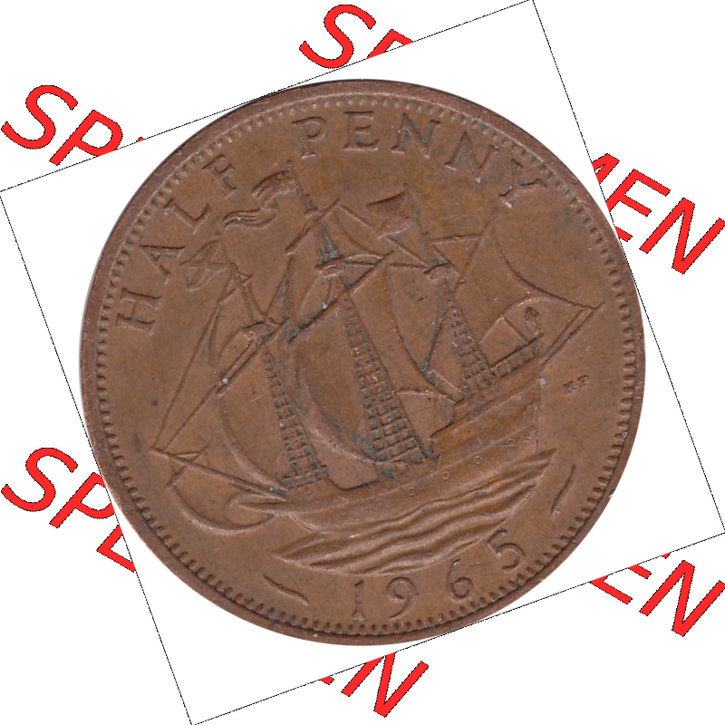 Münzen Großbritannien Umlaufmünzen Sammlung in PNG Großbritannien 1954-1970, Half Penny, Halber Pence 1965-03, Elisabeth II. (6) - Digitales Münzen-Bildmaterial... Sammlung