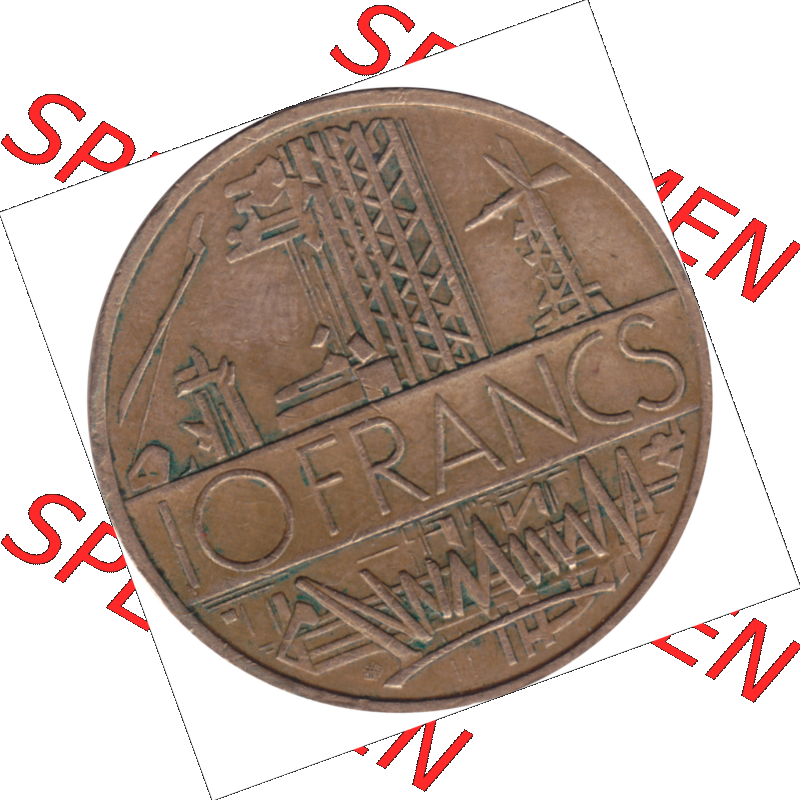 Münze Frankreich Umlaufmünzen Sammlung in PNG 1974-1987, 10 Franken-Francs 1978-02 (5) - Digitales Münzen-Bildmaterial einer französischen Francs Münze aus Frankreich... Sammlung