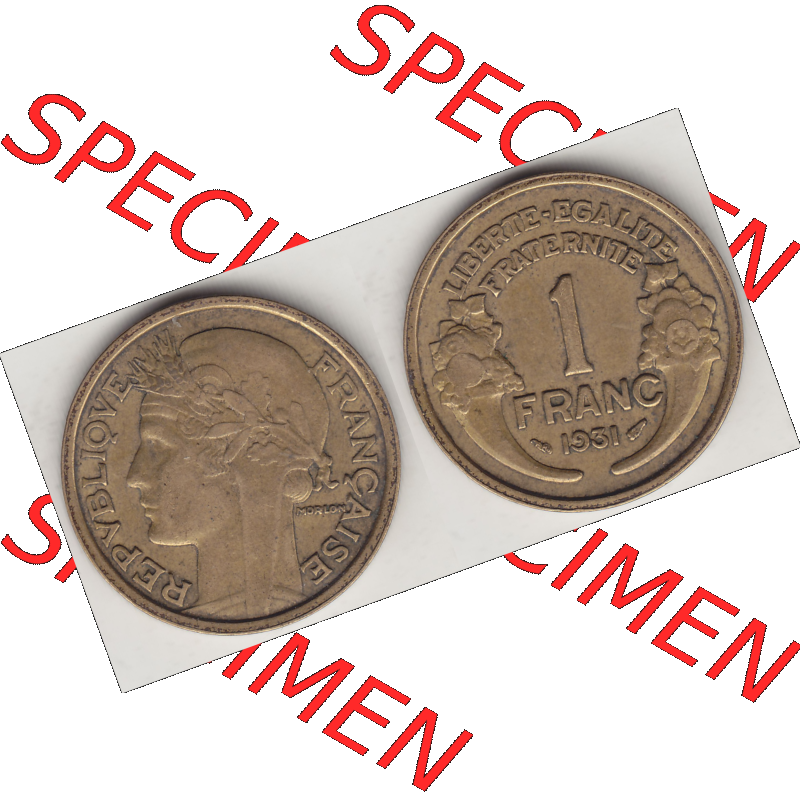 Münze Frankreich Umlaufmünzen Sammlung in PNG 1931-1941, 1 Franken, 1 Franc, 1931-1 LIBERTE EGALITE FRATERNITE (3) - Digitales Münzen-Bildmaterial einer französischen... Sammlung