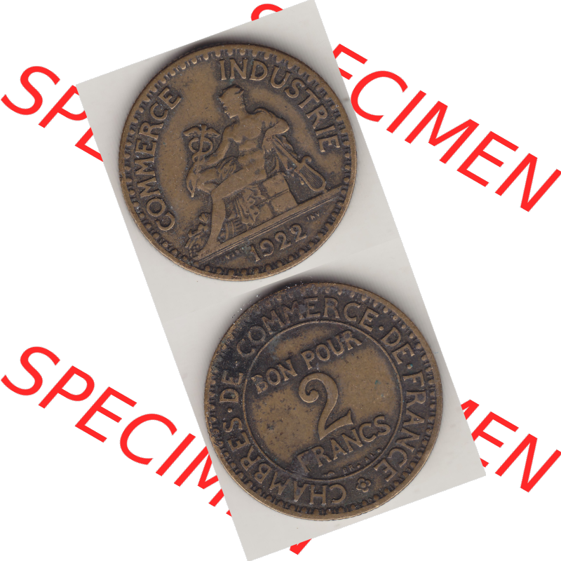 Münze Frankreich Umlaufmünzen Sammlung in PNG 1920-1927, 2 Francs - Franken 1922-2 (4) - Digitales Münzen-Bildmaterial einer französischen Francs Münze aus Frankreich... Sammlung