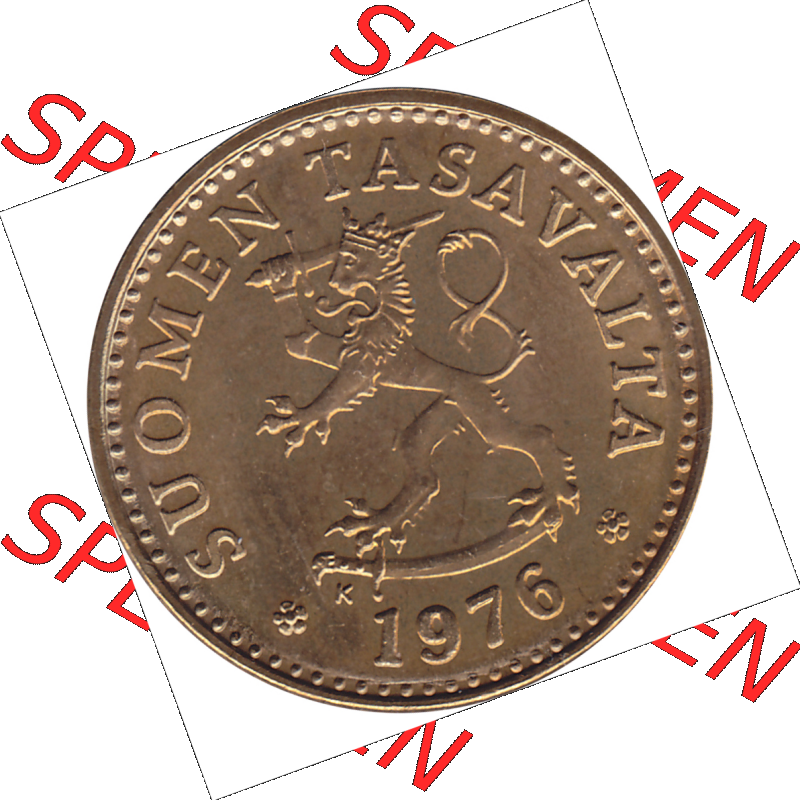 Münze Finnland / SUOMI Umlaufmünzen Sammlung in PNG 1963-1982, 10 Penny, Penniä 1976-1, SUOMEN TASAVALTA (5) - Digital Münzen-Bildmaterial einer Münze... Sammlung
