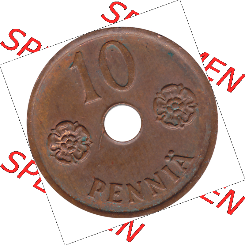 Münze Finnland / SUOMI Umlaufmünzen Sammlung in PNG 1941-1943, 10 Penny, Penniä Kupfer 1942-1 (6) - Digital Münzen-Bildmaterial einer Münze aus Finnland... Sammlung