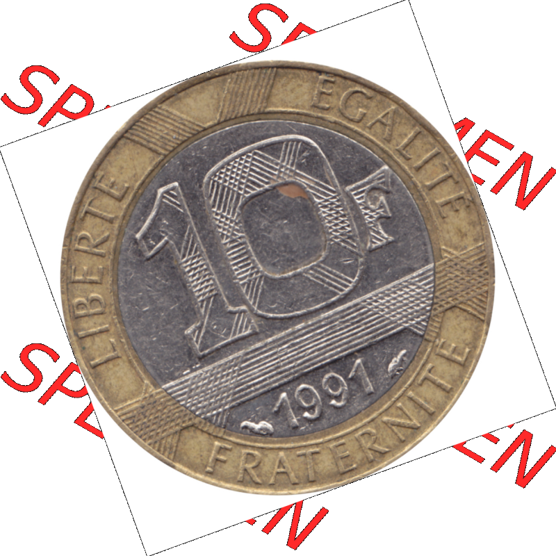 Münze Frankreich Umlaufmünzen Sammlung in PNG 1991-1991, 10 Francs-01 1991-01 (5) - Digitales Münzen-Bildmaterial einer französischen Francs Münze aus Frankreich... Sammlung