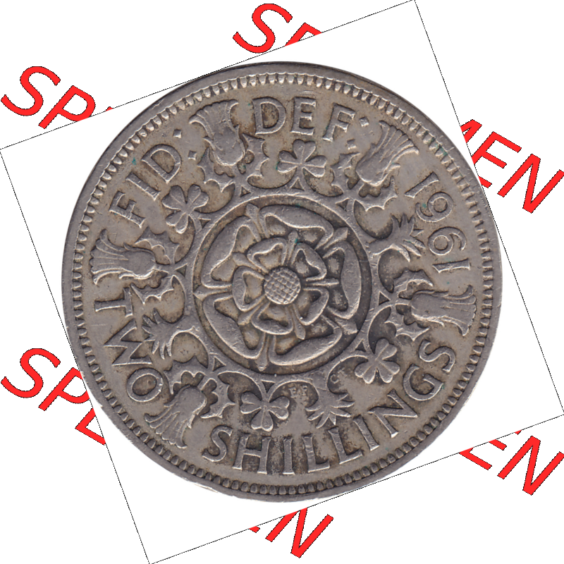 Münzen Großbritannien Umlaufmünzen Sammlung in PNG Großbritannien 1954-1970, 2 Schilling-Florin, Two Shillings, 1961-02 ELIZABETH II DEI GRATIA REGINA (6)... Sammlung
