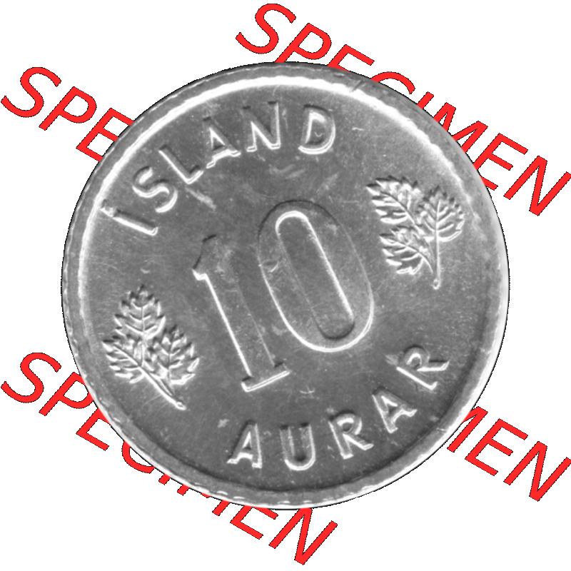 Alte Münze Island Umlaufmünze 1970-1974, 10 Aurar, Zehn Aura 1974-01 Graustufen. Rückseite der Umlaufmünze in Graustufen Münze aus Island auf einen digitalen... Sammlung