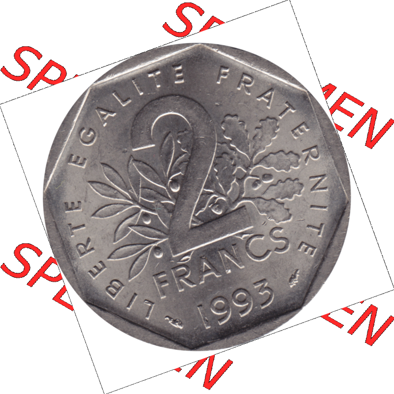 Münze Frankreich Umlaufmünzen Sammlung in PNG 1993-1993, 2 Francs Jean Moulin 1993-01 (5) - Digitales Münzen-Bildmaterial einer französischen Francs Münze aus Frankreich... Sammlung