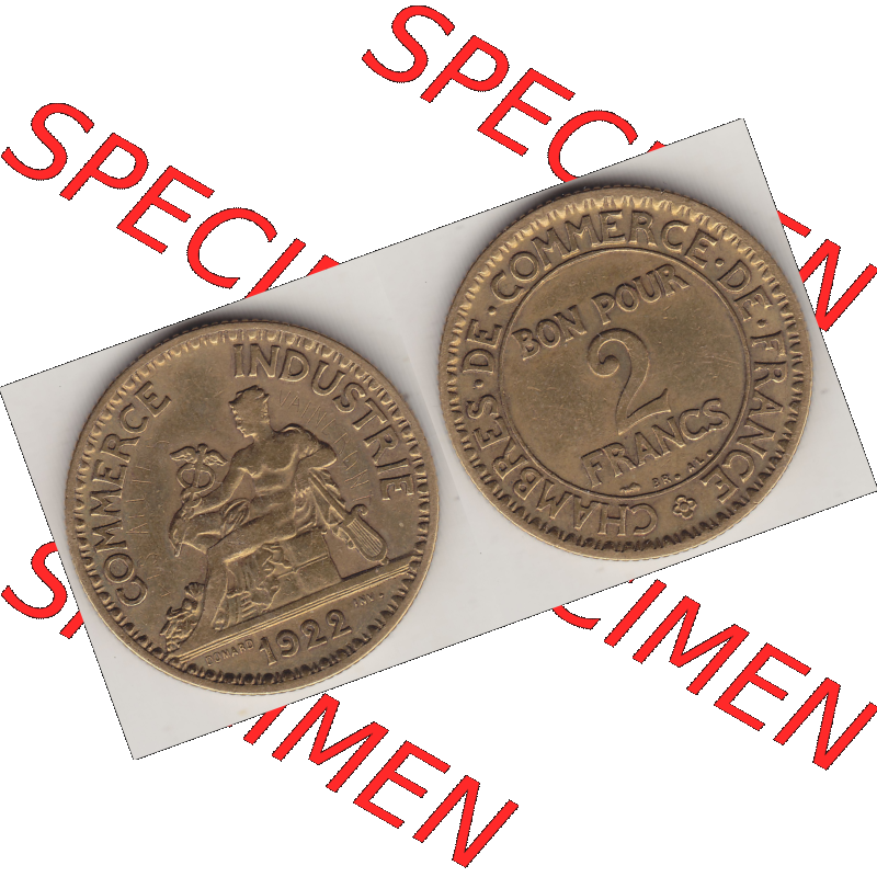 Münze Frankreich Umlaufmünzen Sammlung in PNG 1920-1927, 2 Francs - Franken 1922-1 (3) - Digitales Münzen-Bildmaterial einer französischen Francs Münze aus Frankreich... Sammlung
