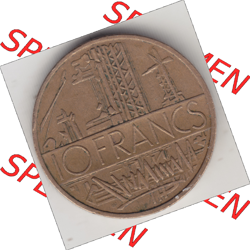Münze Frankreich Umlaufmünzen Sammlung in PNG 1974-1987, 10 Franken-Francs 1978 I (1) - Digitales Münzen-Bildmaterial einer französischen Francs Münze aus Frankreich... Sammlung