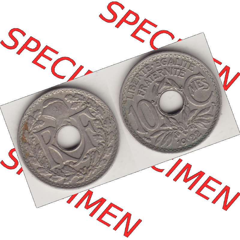 Münze Frankreich Umlaufmünzen Sammlung in PNG 1917-1938, 10 Centimes, RF - Frankreich 10 CMES EGALITÉ FRATERNITÉ LIBERTÉ 1922-2 (3) - Digitales Münzen-Bildmaterial... Sammlung