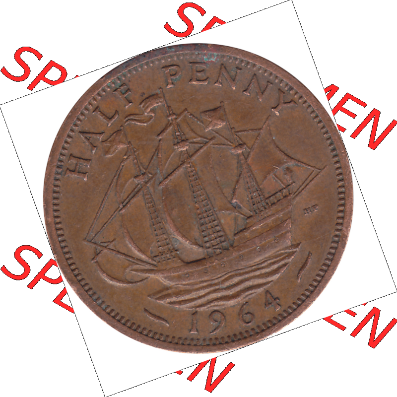 Münzen Großbritannien Umlaufmünzen Sammlung in PNG Großbritannien 1954-1970, Half Penny, Halber Pence 1964-02, Elisabeth II. (6) - Digitales Münzen-Bildmaterial... Sammlung