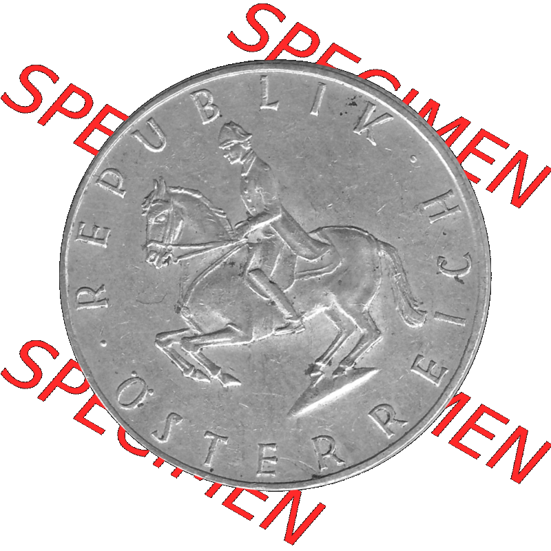 Alte Münze 5 / Fünf Schilling Österreich in s/w Schwarzweiß bzw. Graustufen Farbgebung von Scanner transparenten PNG 1960-1968, 5 Fünf Schilling 1962-01,... Sammlung