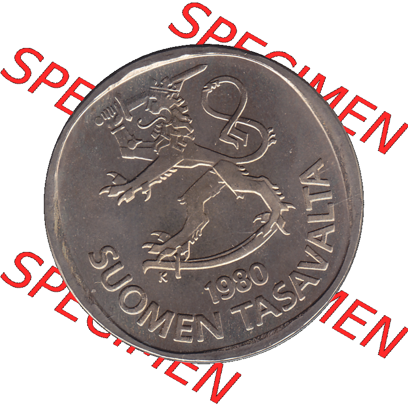 Alte Münzen KMS Finnland, Kursmünzensatz 1980 in Stempelglanz als digitales Computerbild in transparenten PNG 1969-1993, 1 Markka, Eine finnische Mark 1980-01, SUOMEN... Sammlung