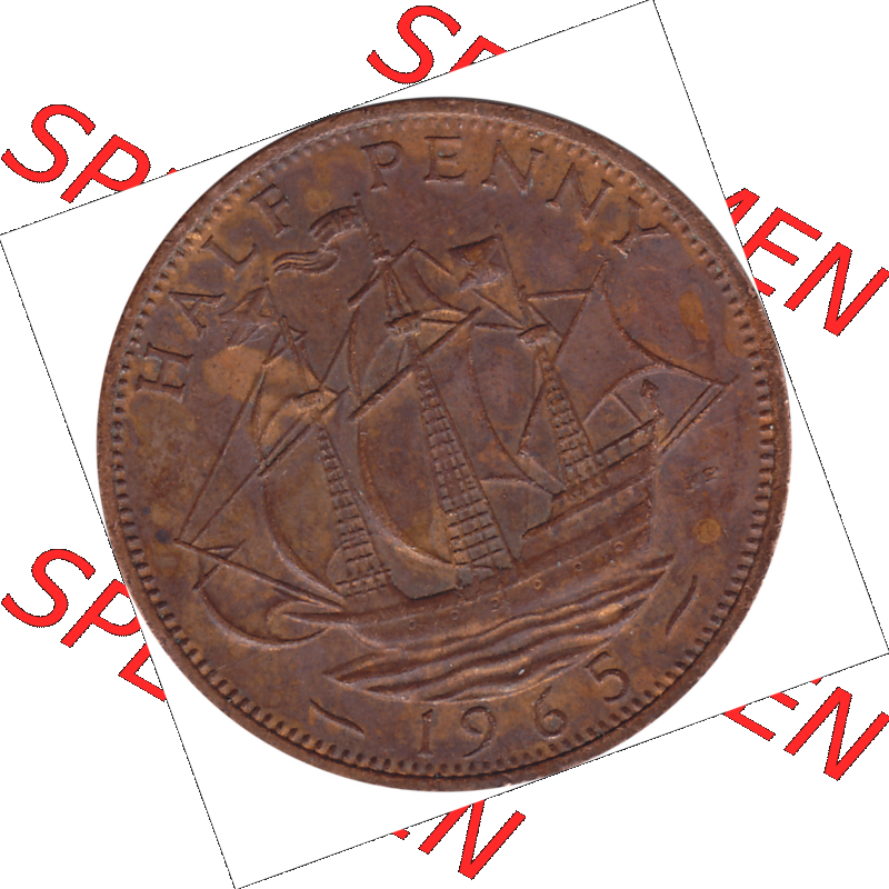 Münzen Großbritannien Umlaufmünzen Sammlung in PNG Großbritannien 1954-1970, Half Penny, Halber Pence 1965-02, Elisabeth II. (6) - Digitales Münzen-Bildmaterial... Sammlung