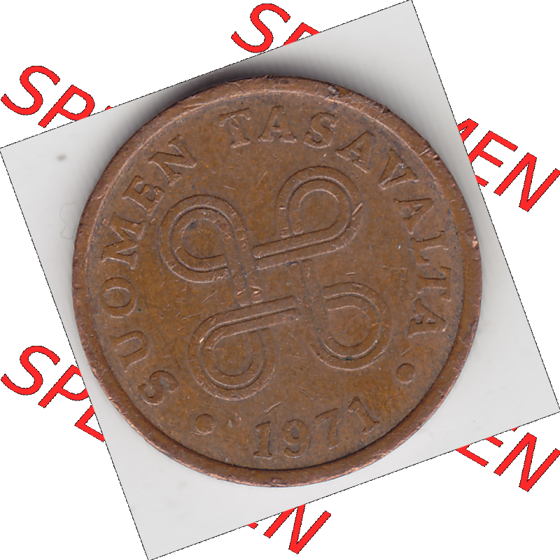 Münze Finnland / SUOMI Umlaufmünzen Sammlung in PNG 1963-1977, 5 Penniä (2) - Digital Münzen-Bildmaterial einer Münze aus Finnland in farbige mit einen Scanner... Sammlung