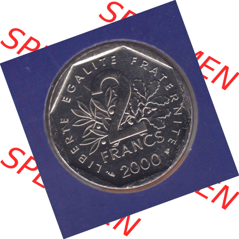 Münze Frankreich aus KMS Umlaufmünzen Sammlung in PNG 2000, 2 Francs (1) - Digitales Münzen-Bildmaterial einer französischen Francs Münze aus Frankreich aus KMS... Sammlung
