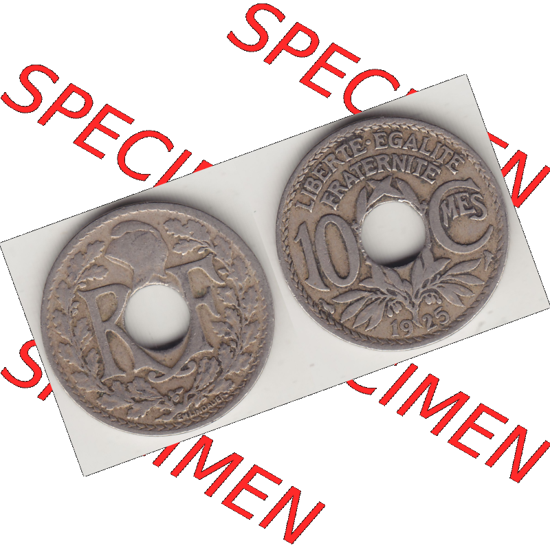 Münze Frankreich Umlaufmünzen Sammlung in PNG 1917-1938, 10 Centimes - Cmes 1925 (3) - Digitales Münzen-Bildmaterial einer französischen Francs Münze aus Frankreich... Sammlung