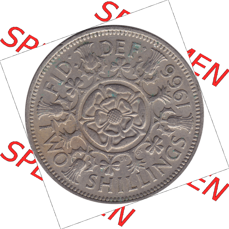 Münzen Großbritannien Umlaufmünzen Sammlung in PNG Großbritannien 1954-1970, 2 Schilling-Florin, Two Shillings, 1966-02 ELIZABETH II DEI GRATIA REGINA (6)... Sammlung