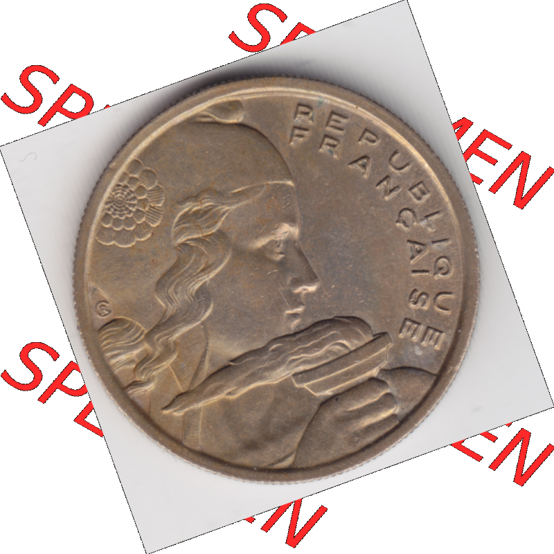 Münze Frankreich Umlaufmünzen Sammlung in PNG 1954-1958, 100 Francs, Franken Typ II 1955 (2) - Digitales Münzen-Bildmaterial einer französischen Francs Münze... Sammlung