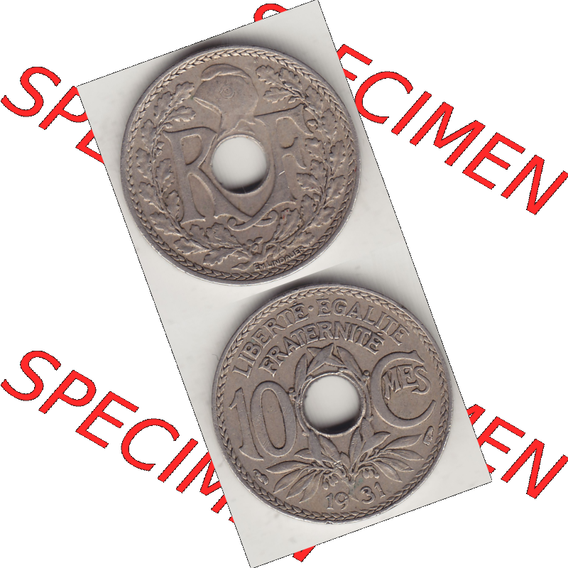 Münze Frankreich Umlaufmünzen Sammlung in PNG 1917-1938, 10 Centimes, 10 CMES EGALITÉ FRATERNITÉ LIBERTÉ 1931-2 (4) - Digitales Münzen-Bildmaterial... Sammlung