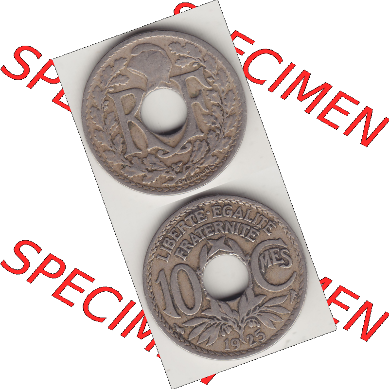 Münze Frankreich Umlaufmünzen Sammlung in PNG 1917-1938, 10 Centimes - Cmes 1925 (4) - Digitales Münzen-Bildmaterial einer französischen Francs Münze aus Frankreich... Sammlung