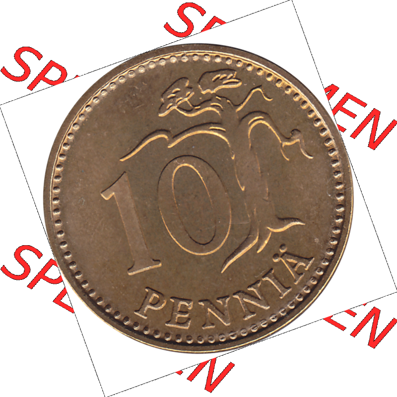 Münze Finnland / SUOMI Umlaufmünzen Sammlung in PNG 1963-1982, 10 Penny, Penniä 1976-1, SUOMEN TASAVALTA (6) - Digital Münzen-Bildmaterial einer Münze... Sammlung