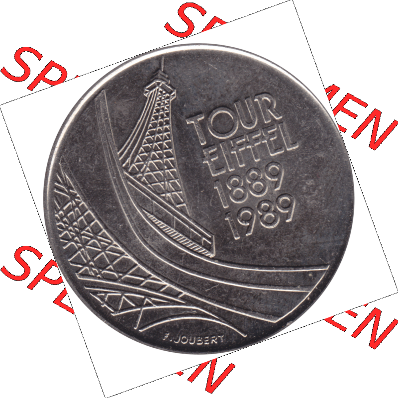 Münze Frankreich Umlaufmünzen Sammlung in PNG 1989-1989, 5 Francs Franken Eiffelturm 1989-01 (6) - Digitales Münzen-Bildmaterial einer französischen Francs Münze... Sammlung