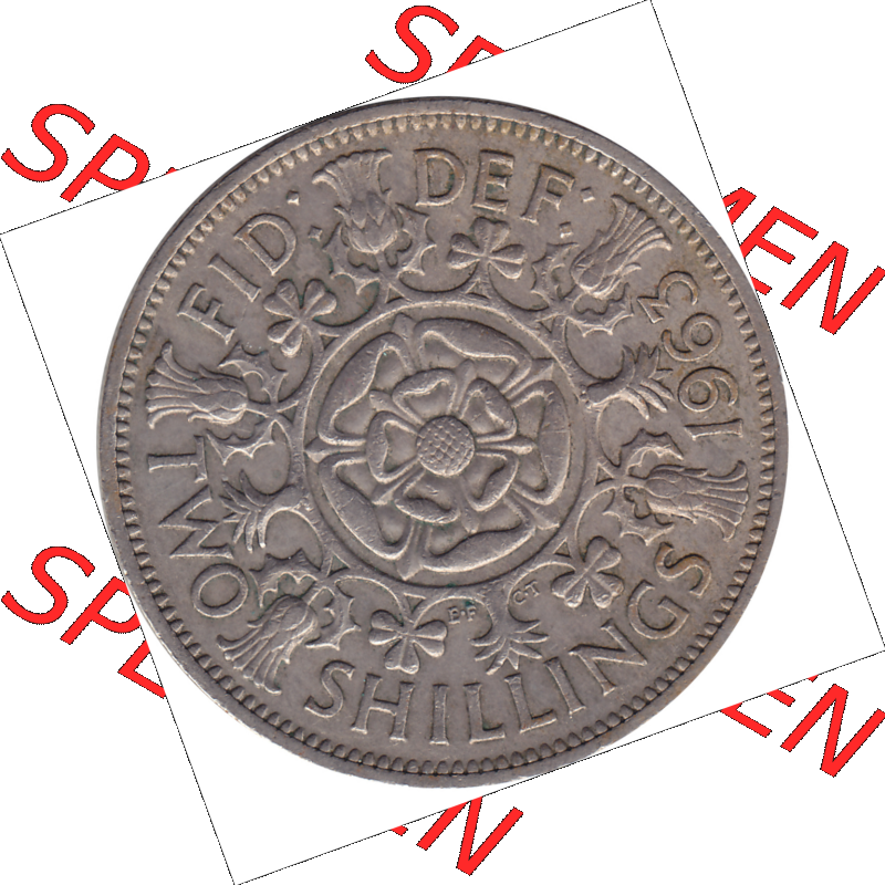 Münzen Großbritannien Umlaufmünzen Sammlung in PNG Großbritannien 1954-1970, 2 Schilling-Florin, Two Shillings, 1963-01 ELIZABETH II DEI GRATIA REGINA (6)... Sammlung