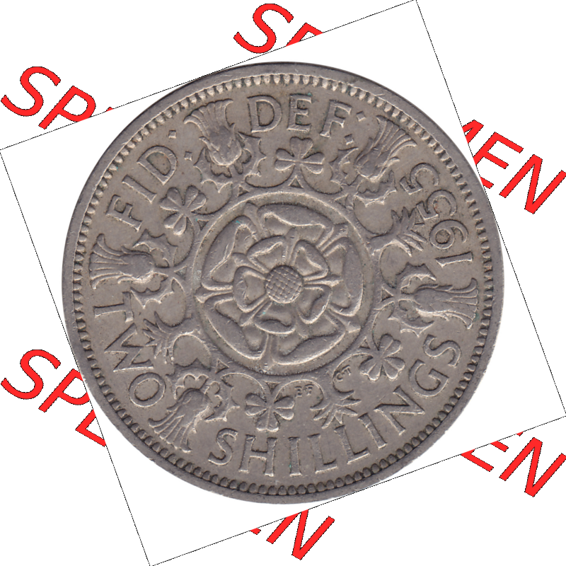 Münzen Großbritannien Umlaufmünzen Sammlung in PNG Großbritannien 1954-1970, 2 Schilling-Florin, Two Shillings, 1955-01 ELIZABETH II DEI GRATIA REGINA (6)... Sammlung