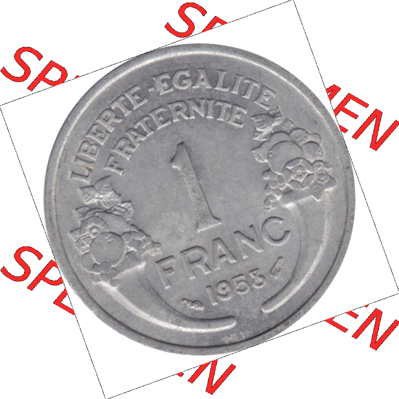 Münze Frankreich Umlaufmünzen Sammlung in PNG 1941-1959, 1 Francs, Franken 1958-01 (5) - Digitales Münzen-Bildmaterial einer französischen Francs Münze aus... Sammlung