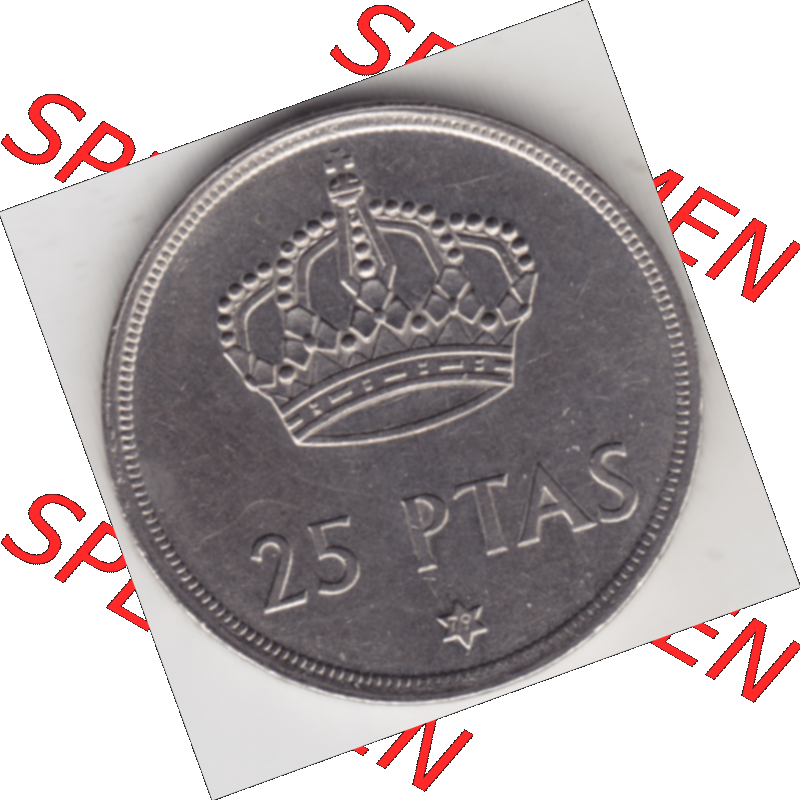 Münze Spanien / España Umlaufmünzen Sammlung in PNG 1975-1975, 25 Peseten 1979 (1) - Digitales Münzen-Bildmaterial einer spanischen Münze aus Spanien in farbige... Sammlung