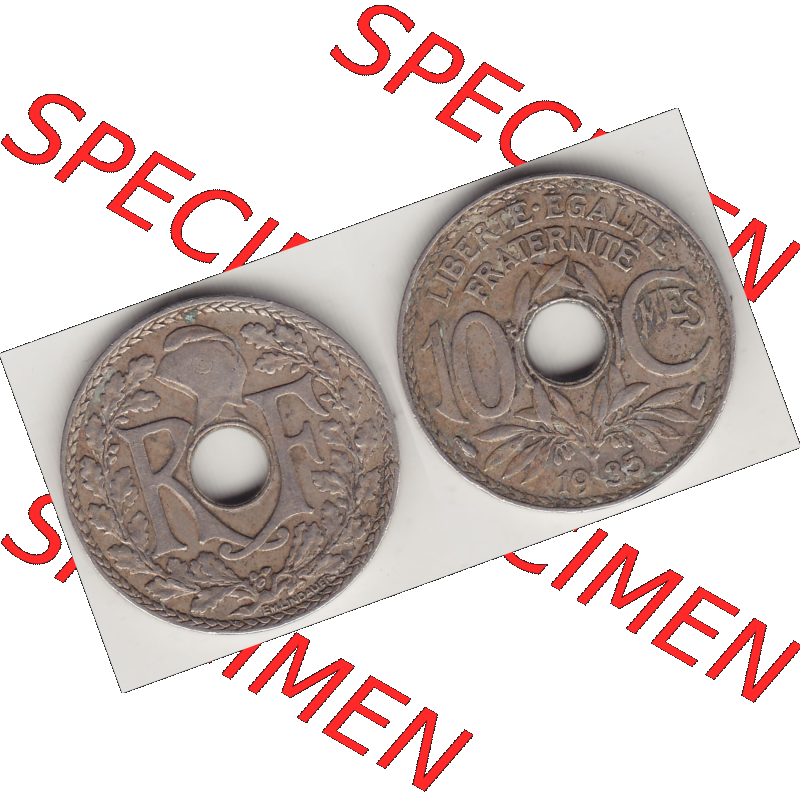 Münze Frankreich Umlaufmünzen Sammlung in PNG 1917-1938, 10 Centimes - Cmes 1935-2 (3) - Digitales Münzen-Bildmaterial einer französischen Francs Münze aus Frankreich... Sammlung