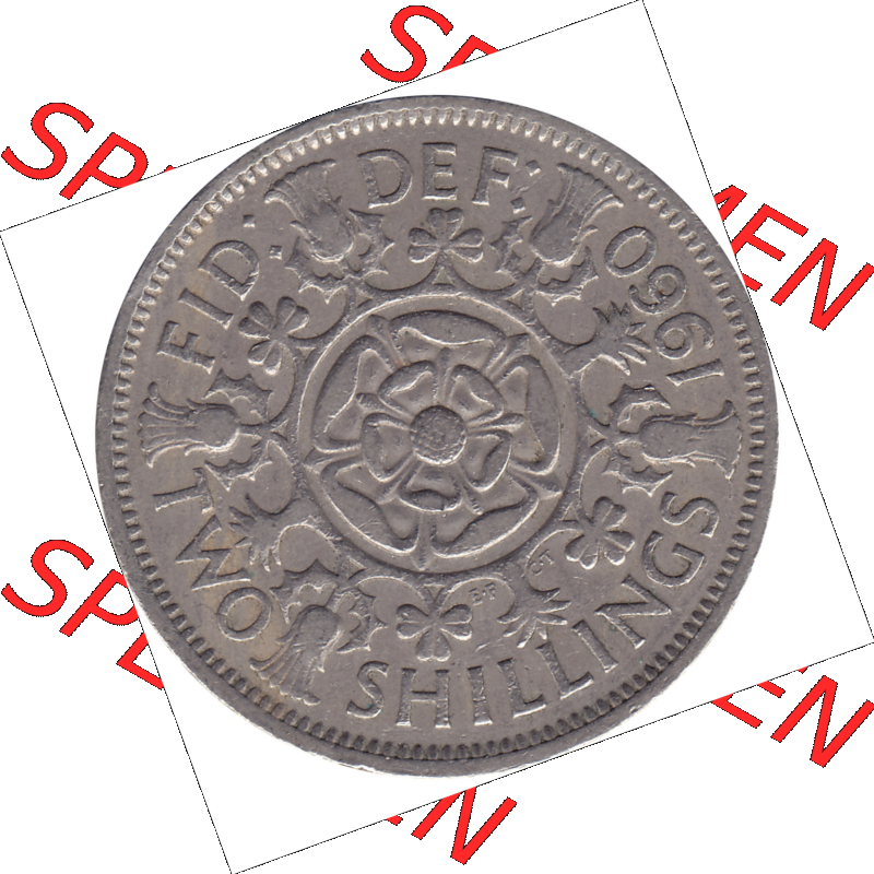 Münzen Großbritannien Umlaufmünzen Sammlung in PNG Großbritannien 1954-1970, 2 Schilling-Florin, Two Shillings, 1960-01 ELIZABETH II DEI GRATIA REGINA (6)... Sammlung
