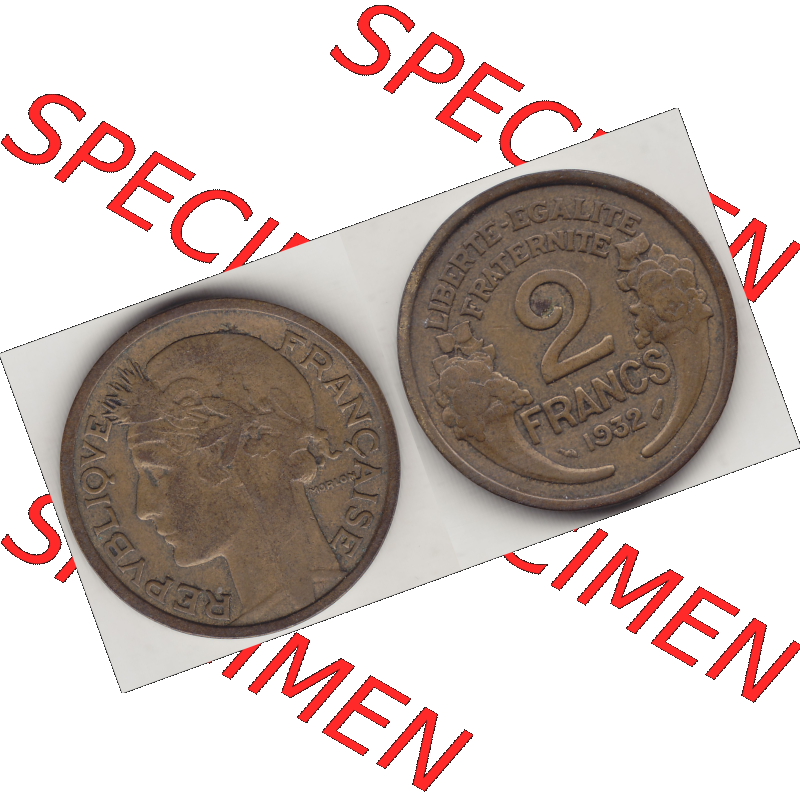 Münze Frankreich Umlaufmünzen Sammlung in PNG 1931-1941, 2 Franken 1932-1 LIBERTE EGALITE FRATERNITE (3) - Digitales Münzen-Bildmaterial einer französischen Francs Münze... Sammlung