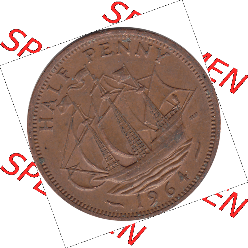 Münzen Großbritannien Umlaufmünzen Sammlung in PNG Großbritannien 1954-1970, Half Penny, Halber Pence 1964-03, Elisabeth II. (6) - Digitales Münzen-Bildmaterial... Sammlung