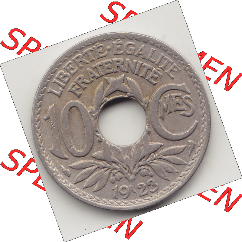 Münze Frankreich Umlaufmünzen Sammlung in PNG 1917-1938, 10 Centimes - Cmes 1923 (2) - Digitales Münzen-Bildmaterial einer französischen Francs Münze aus Frankreich... Sammlung