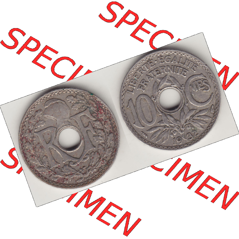 Münze Frankreich Umlaufmünzen Sammlung in PNG 1917-1938, 10 Centimes - Cmes 1932 (3) - Digitales Münzen-Bildmaterial einer französischen Francs Münze aus Frankreich... Sammlung
