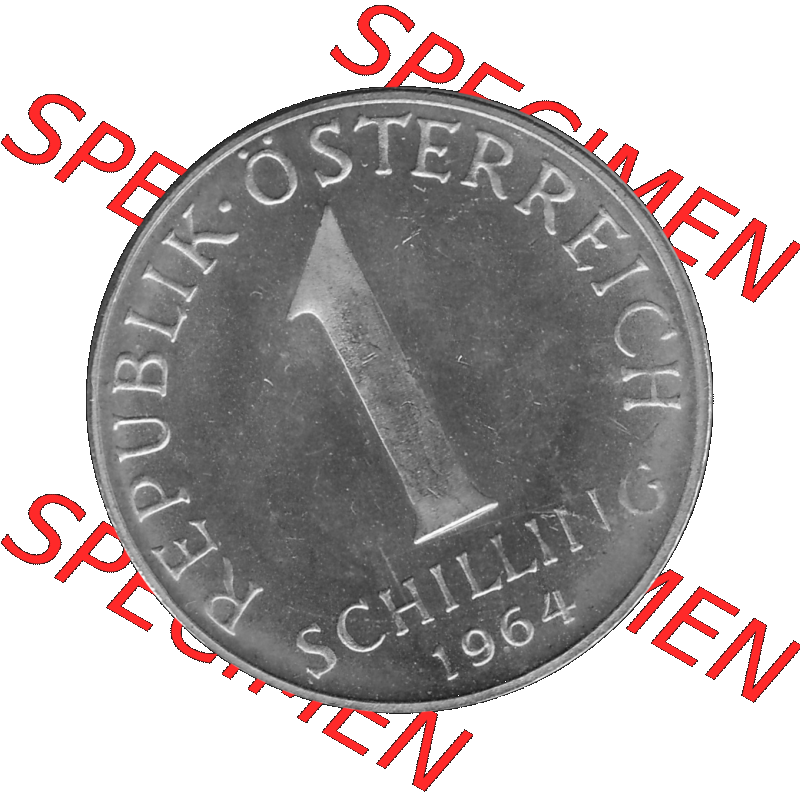 Alte Münzen Österreich 1 / Ein Schilling in Graustufen 1959-2001, 1 Schilling 1964-01 Graustufen. Vorderseite in Graustufen der 1 / Ein-Schilling-Münze aus der zweiten... Sammlung