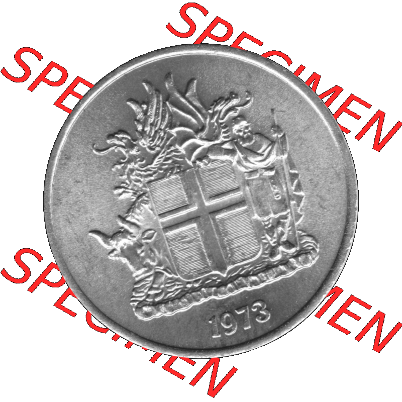 Alte Münze Island Umlaufmünze 1969-1980, 5 Kronur, Fünf Kronen 1973-01 Graustufen. Vorderseite in Graustufen der Münze aus Island auf einen digitalen PNG-Bild der... Sammlung